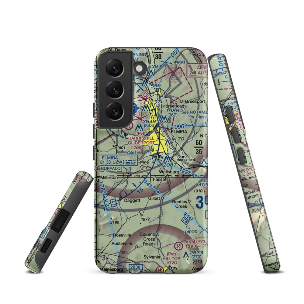 Dalrymples Airport (NK47) VFR Sectional Samsung Phone Case Samsung Galaxy S22 model shown