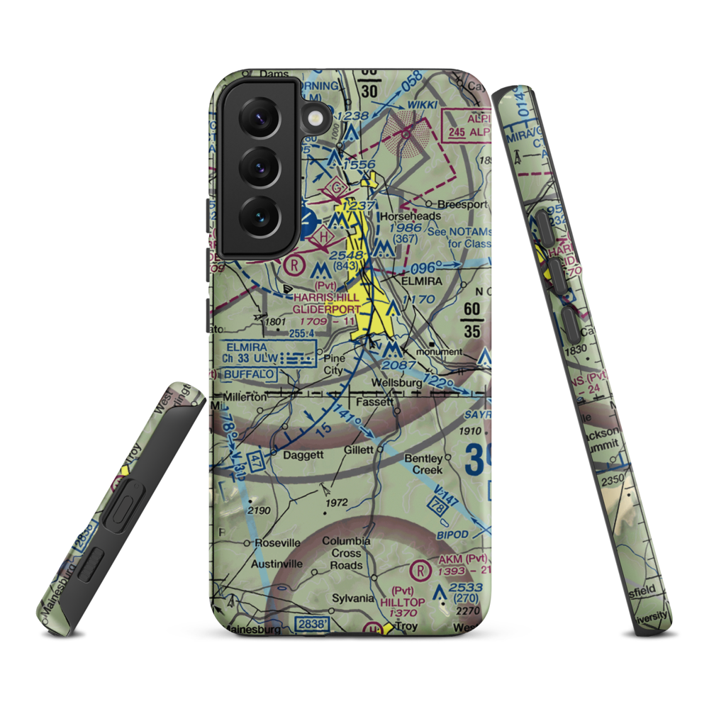 Dalrymples Airport (NK47) VFR Sectional Samsung Phone Case Samsung Galaxy S22 Plus model shown