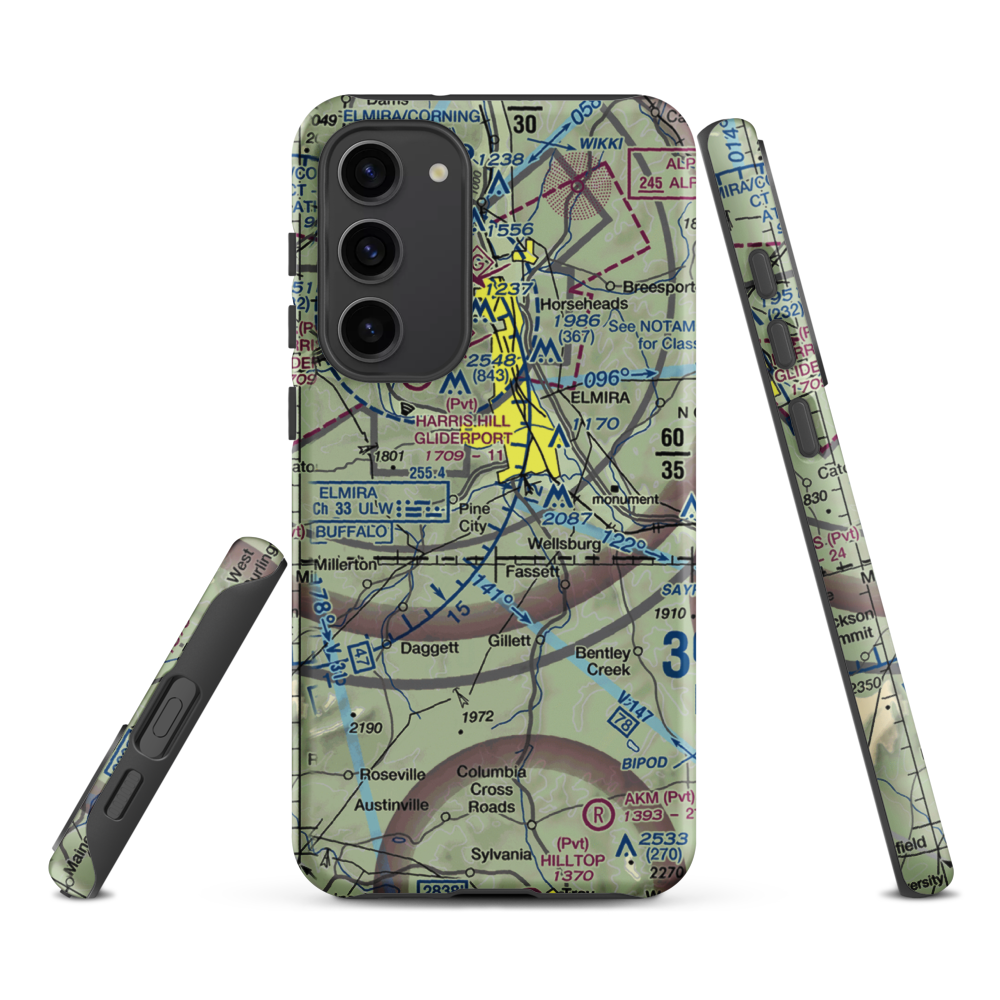 Dalrymples Airport (NK47) VFR Sectional Samsung Phone Case Samsung Galaxy S23 Plus model shown