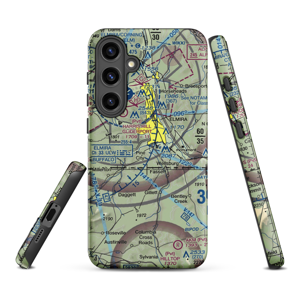 Dalrymples Airport (NK47) VFR Sectional Samsung Phone Case Samsung Galaxy S24 Plus model shown