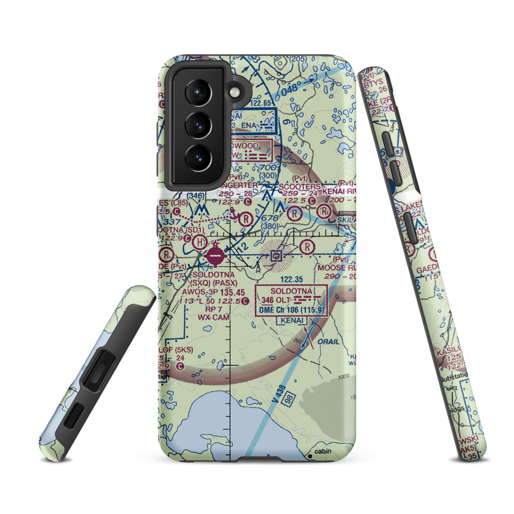 Dan France Airport (7AK6) VFR Sectional Samsung Phone Case Samsung Galaxy S21 FE model shown