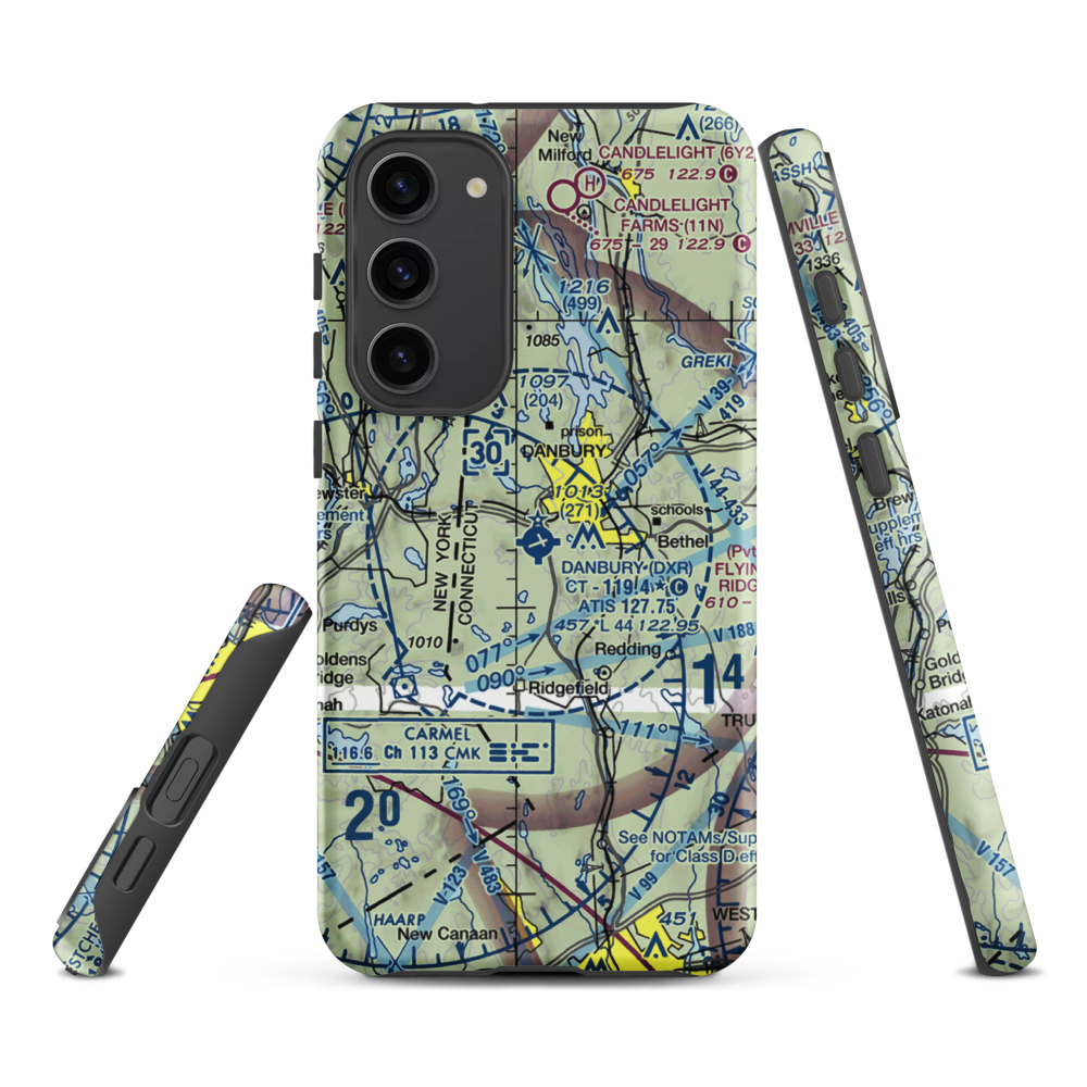 Danbury Municipal Airport (DXR) VFR Sectional Samsung Phone Case Samsung Galaxy S23 Plus model shown