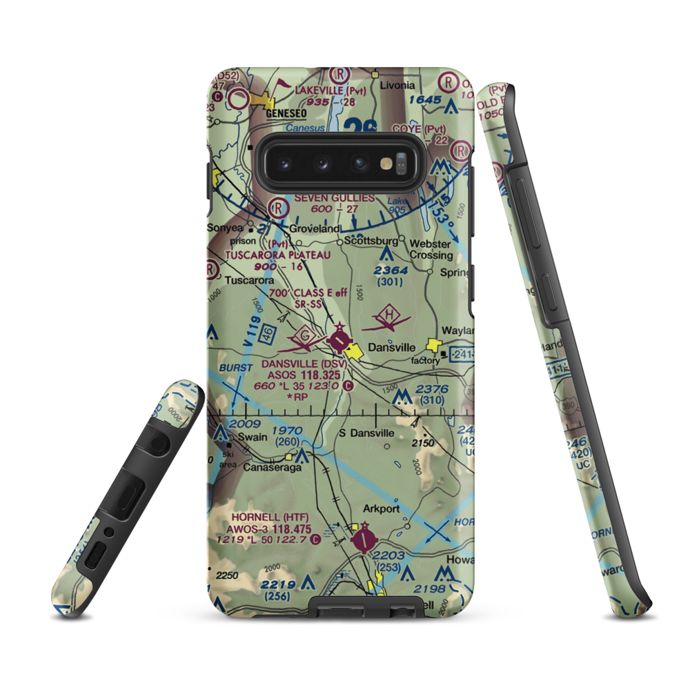 Dansville Municipal Airport (DSV) VFR Sectional Samsung Phone Case Samsung Galaxy S10 Plus model shown