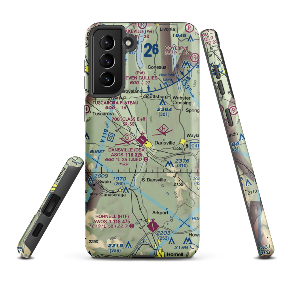 Dansville Municipal Airport (DSV) VFR Sectional Samsung Phone Case Samsung Galaxy S21 Plus model shown