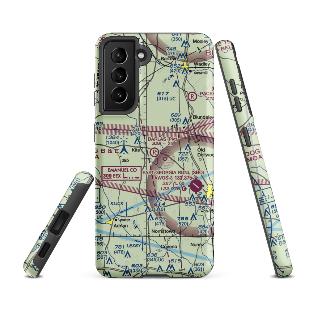 Darla's Airport (15GA) VFR Sectional Samsung Phone Case Samsung Galaxy S21 FE model shown