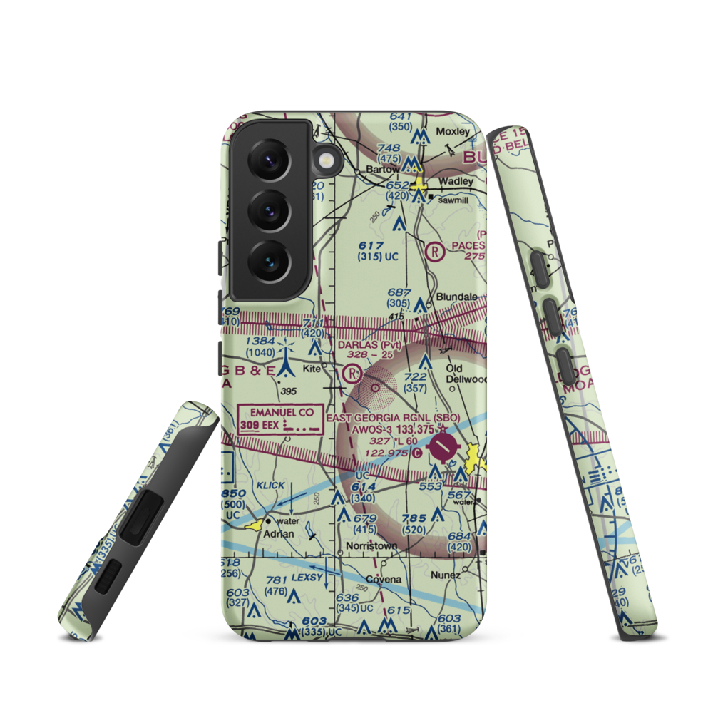 Darla's Airport (15GA) VFR Sectional Samsung Phone Case Samsung Galaxy S22 model shown