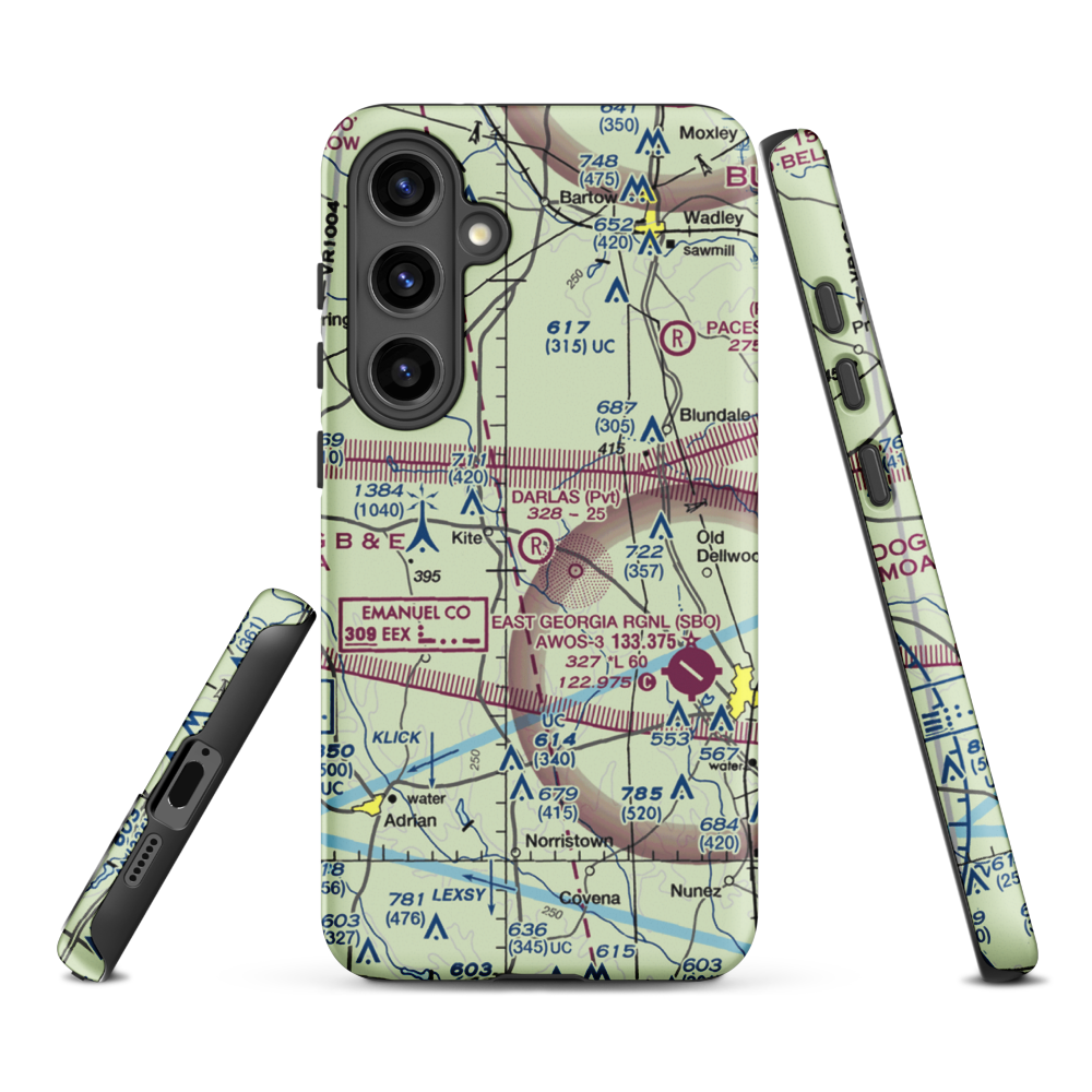 Darla's Airport (15GA) VFR Sectional Samsung Phone Case Samsung Galaxy S24 Plus model shown