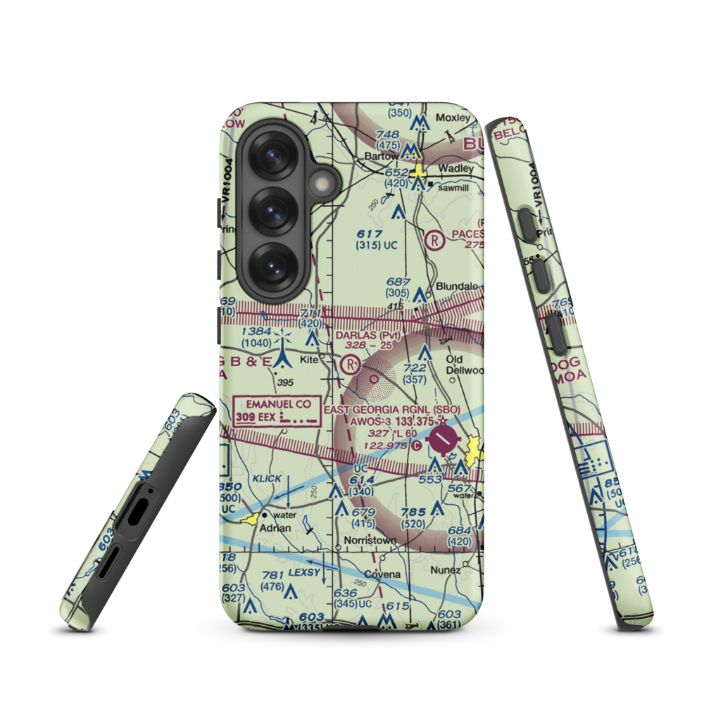 Darla's Airport (15GA) VFR Sectional Samsung Phone Case Samsung Galaxy S25 model shown