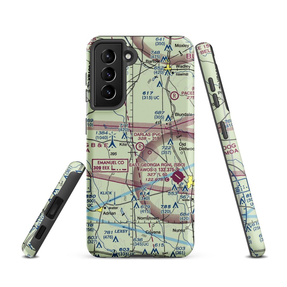 Darla's Airport (15GA) VFR Sectional Samsung Phone Case Samsung Galaxy S21 model shown