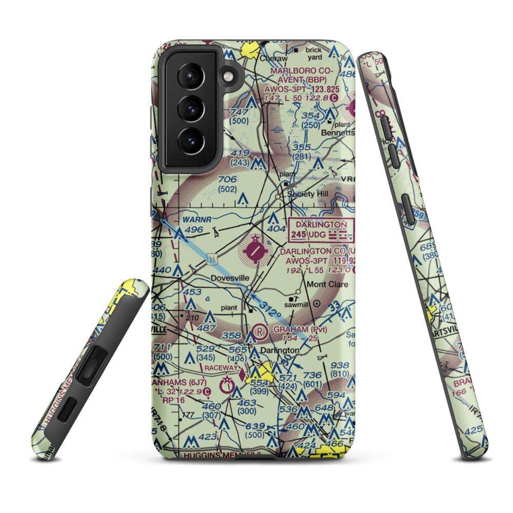 Darlington County Airport (UDG) VFR Sectional Samsung Phone Case Samsung Galaxy S21 Plus model shown