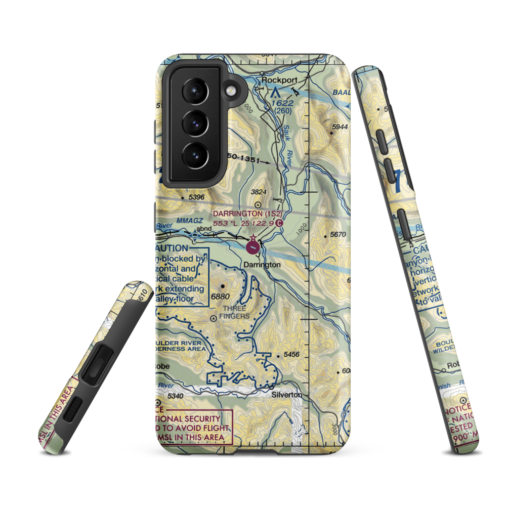 Darrington Municipal Airport (1S2) VFR Sectional Samsung Phone Case Samsung Galaxy S21 FE model shown