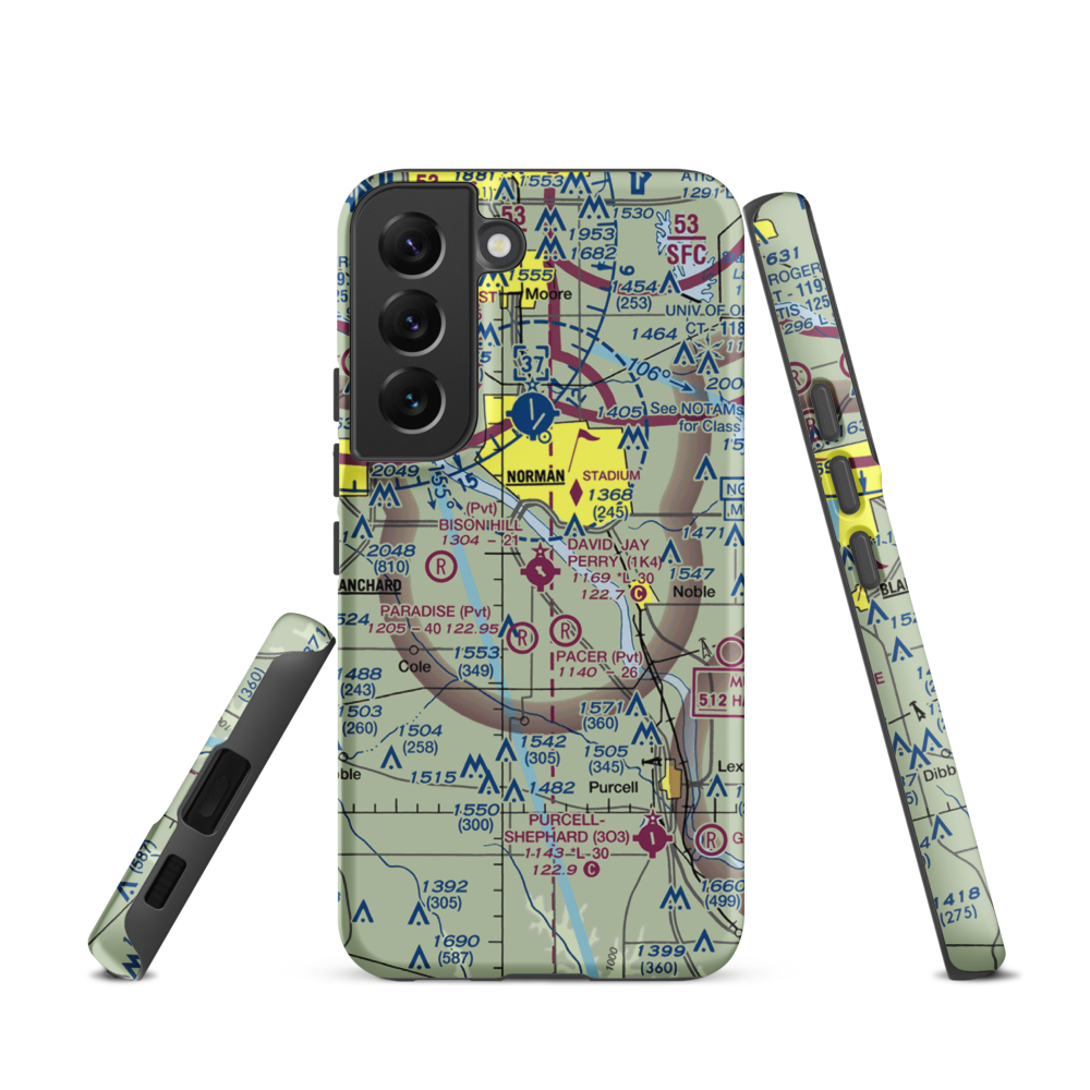 David Jay Perry Airport (1K4) VFR Sectional Samsung Phone Case Samsung Galaxy S22 model shown