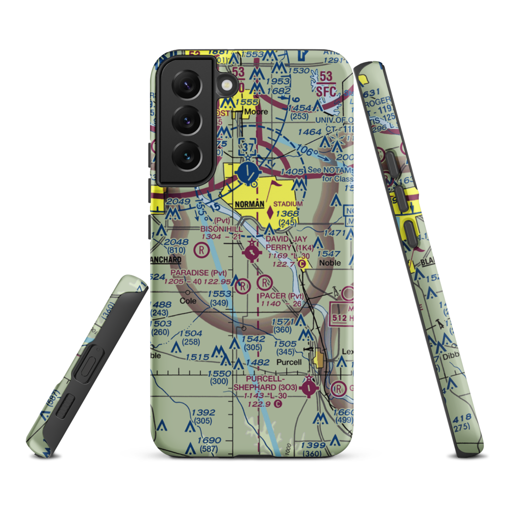 David Jay Perry Airport (1K4) VFR Sectional Samsung Phone Case Samsung Galaxy S22 Plus model shown