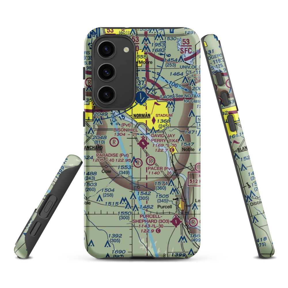 David Jay Perry Airport (1K4) VFR Sectional Samsung Phone Case Samsung Galaxy S23 Plus model shown