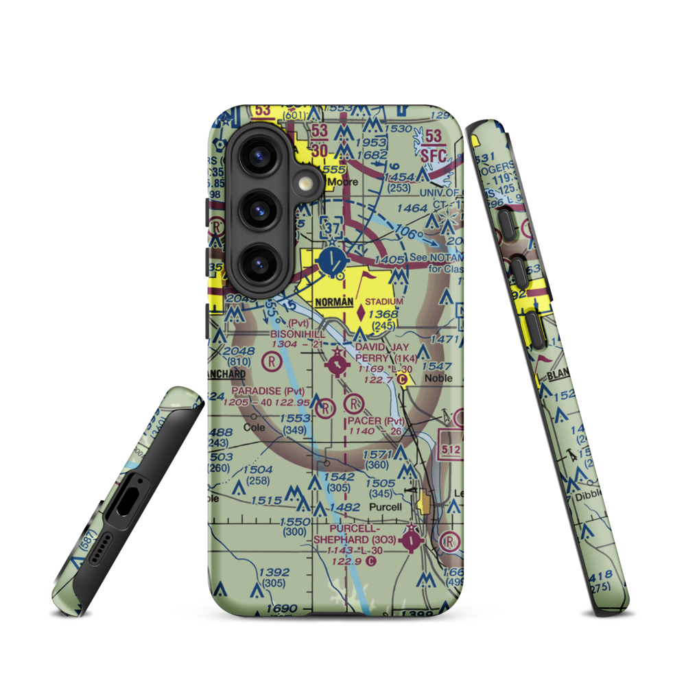 David Jay Perry Airport (1K4) VFR Sectional Samsung Phone Case Samsung Galaxy S24 model shown