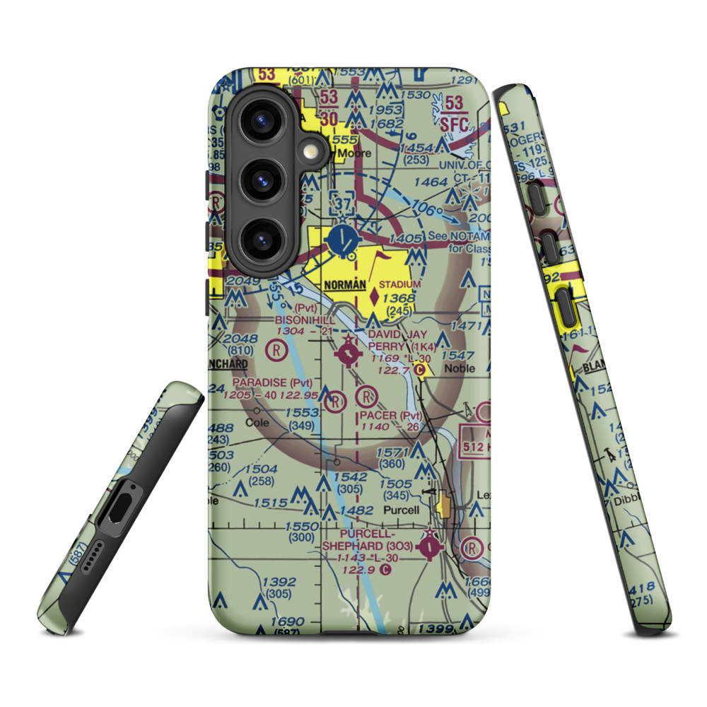 David Jay Perry Airport (1K4) VFR Sectional Samsung Phone Case Samsung Galaxy S24 Plus model shown