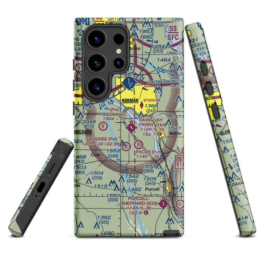 David Jay Perry Airport (1K4) VFR Sectional Samsung Phone Case Samsung Galaxy S24 Ultra model shown