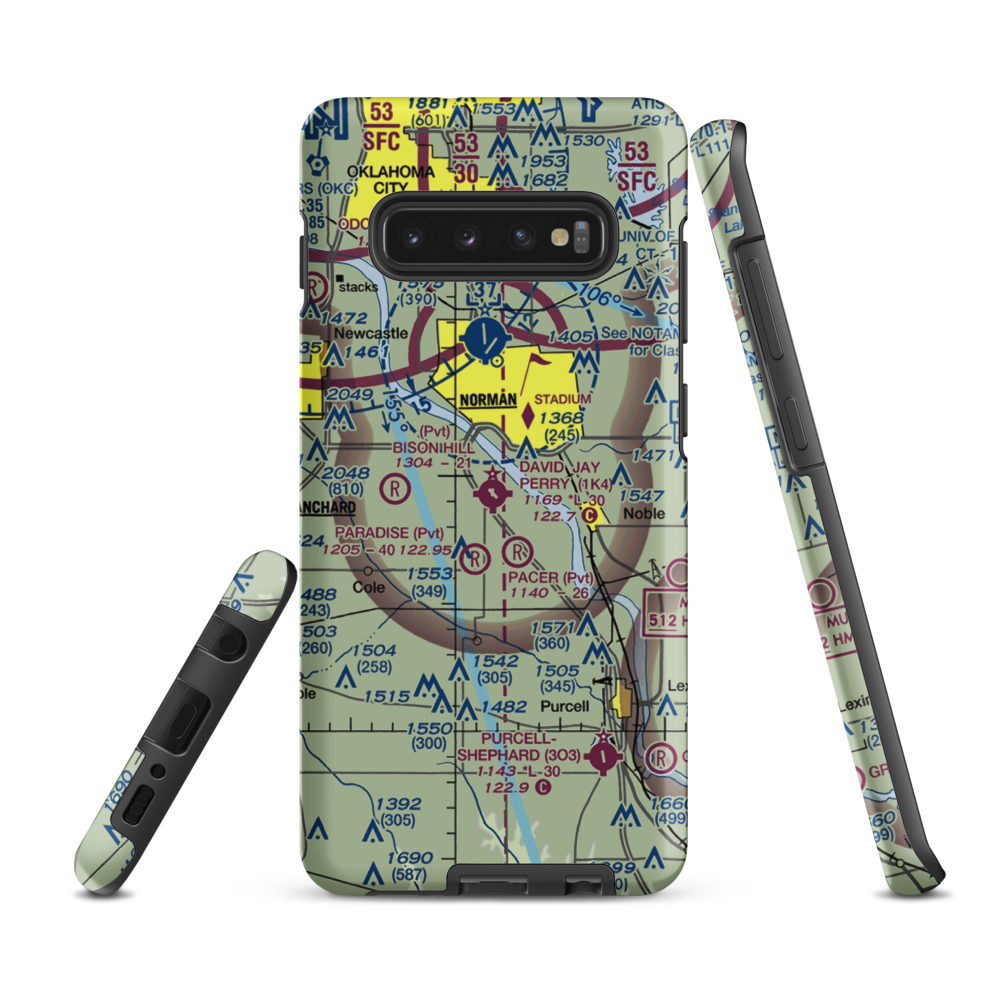 David Jay Perry Airport (1K4) VFR Sectional Samsung Phone Case Samsung Galaxy S10 Plus model shown