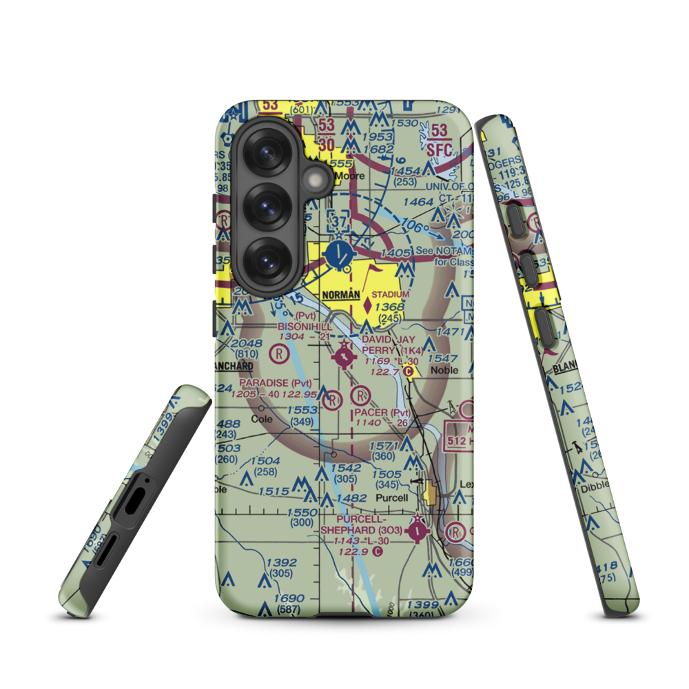 David Jay Perry Airport (1K4) VFR Sectional Samsung Phone Case Samsung Galaxy S25 model shown