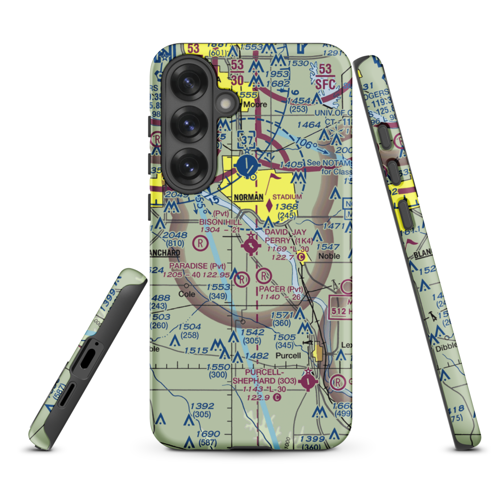 David Jay Perry Airport (1K4) VFR Sectional Samsung Phone Case Samsung Galaxy S25 Plus model shown