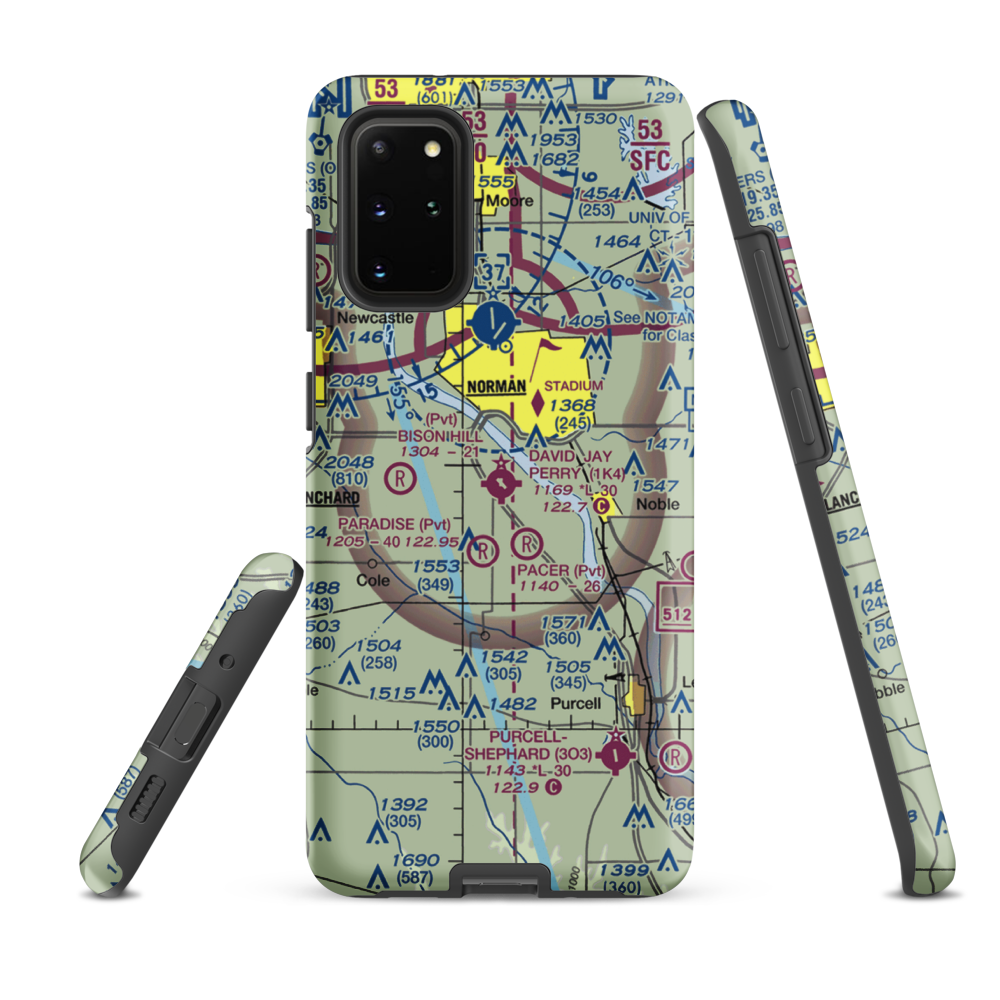 David Jay Perry Airport (1K4) VFR Sectional Samsung Phone Case Samsung Galaxy S20 Plus model shown