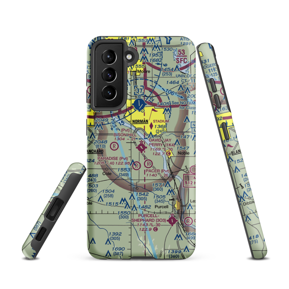 David Jay Perry Airport (1K4) VFR Sectional Samsung Phone Case Samsung Galaxy S21 model shown