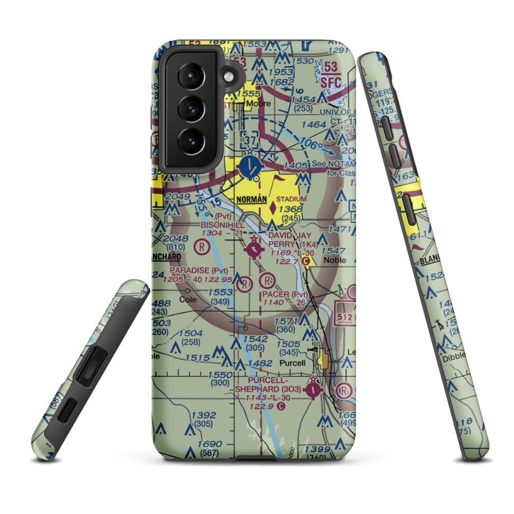 David Jay Perry Airport (1K4) VFR Sectional Samsung Phone Case Samsung Galaxy S21 Plus model shown