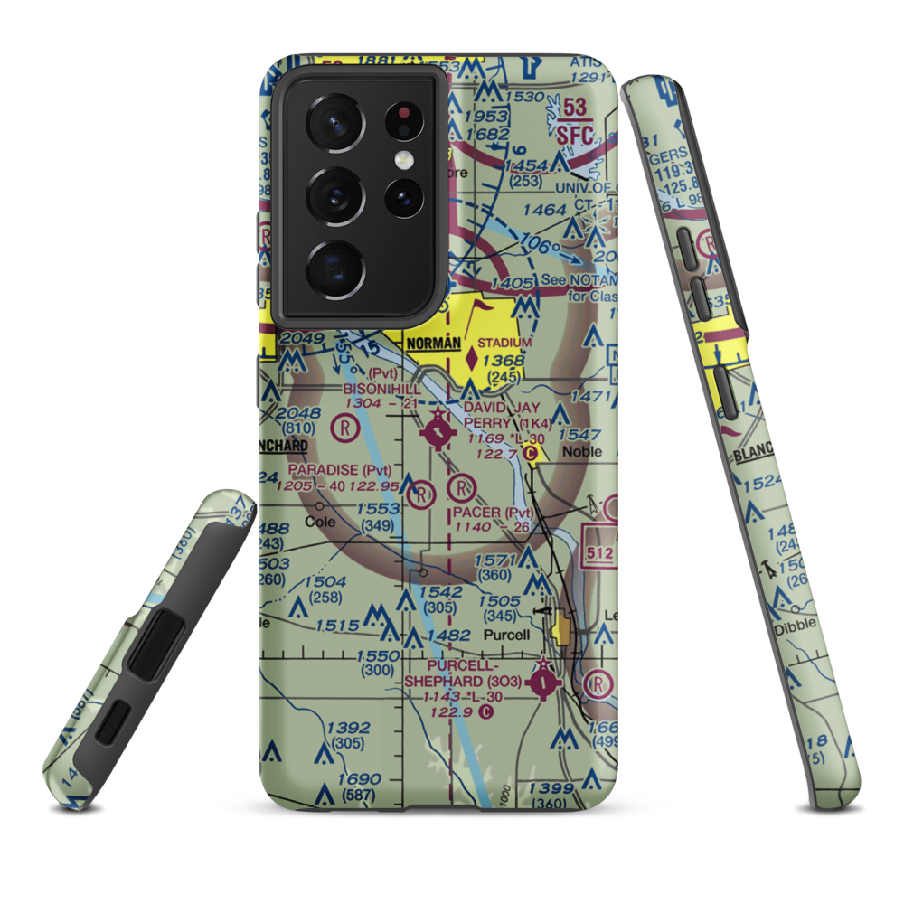David Jay Perry Airport (1K4) VFR Sectional Samsung Phone Case Samsung Galaxy S21 Plus model shown