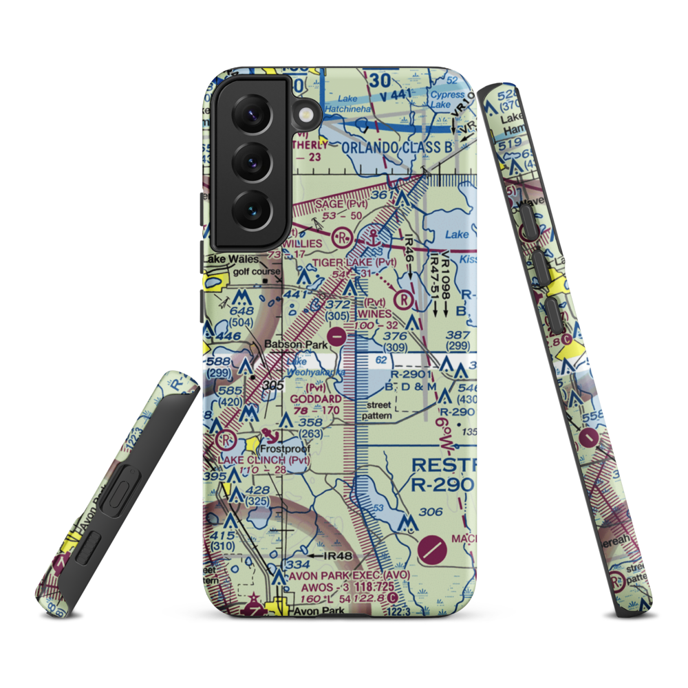 David Wine's Airstrip (62FL) VFR Sectional Samsung Phone Case Samsung Galaxy S22 Plus model shown