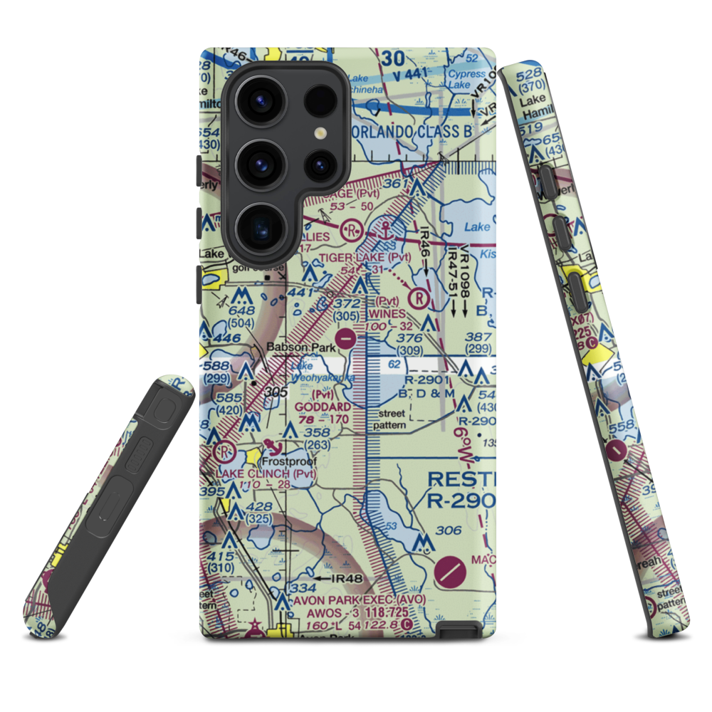 David Wine's Airstrip (62FL) VFR Sectional Samsung Phone Case Samsung Galaxy S23 Ultra model shown