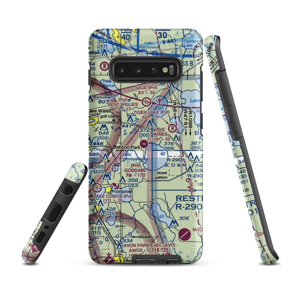 David Wine's Airstrip (62FL) VFR Sectional Samsung Phone Case Samsung Galaxy S10 Plus model shown