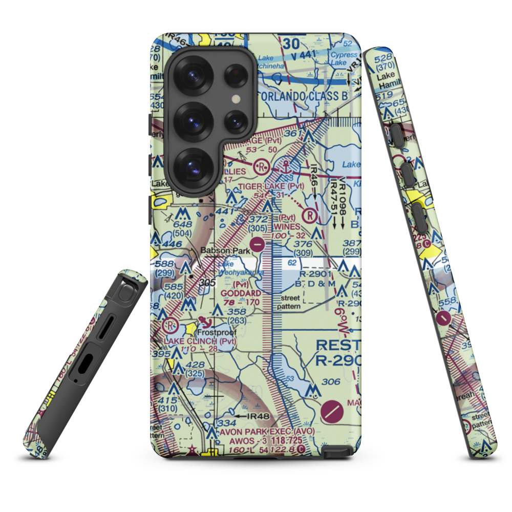 David Wine's Airstrip (62FL) VFR Sectional Samsung Phone Case Samsung Galaxy S25 Ultra model shown