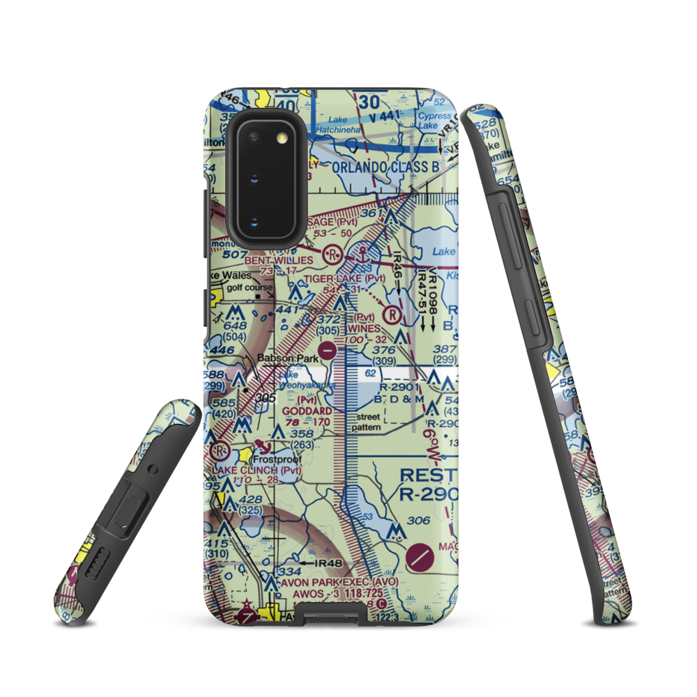 David Wine's Airstrip (62FL) VFR Sectional Samsung Phone Case Samsung Galaxy S20 model shown