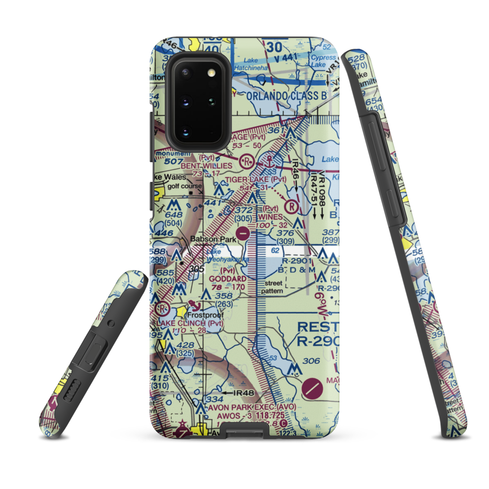 David Wine's Airstrip (62FL) VFR Sectional Samsung Phone Case Samsung Galaxy S20 Plus model shown