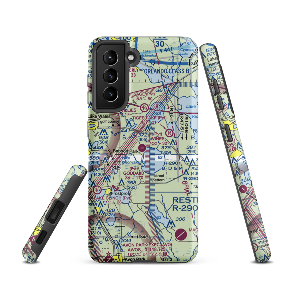 David Wine's Airstrip (62FL) VFR Sectional Samsung Phone Case Samsung Galaxy S21 model shown