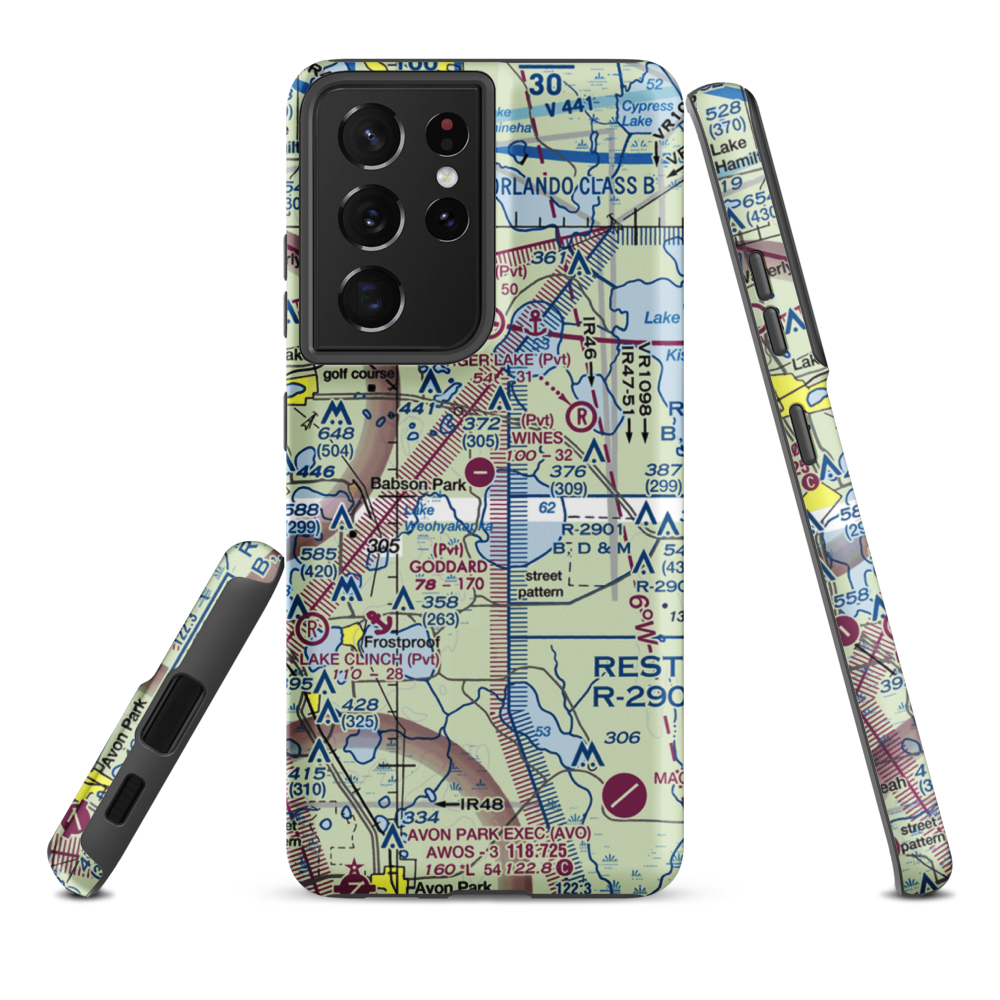 David Wine's Airstrip (62FL) VFR Sectional Samsung Phone Case Samsung Galaxy S21 Ultra model shown