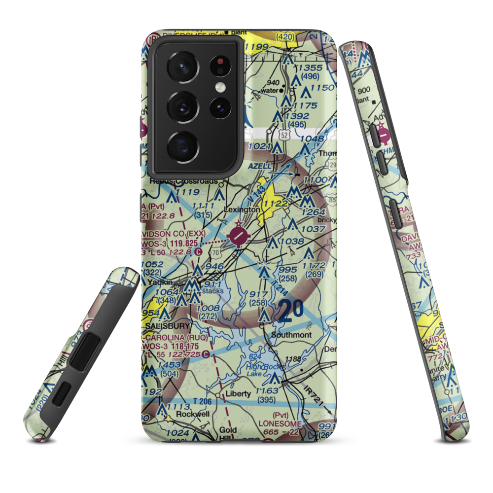 Davidson County Airport (EXX) VFR Sectional Samsung Phone Case Samsung Galaxy S21 Ultra model shown