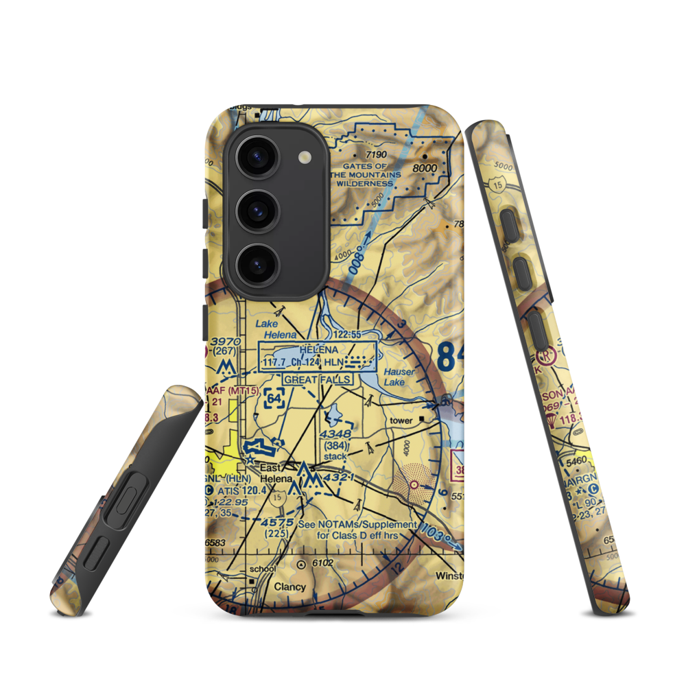 Davis Airport (1MT4) VFR Sectional Samsung Phone Case Samsung Galaxy S23 model shown