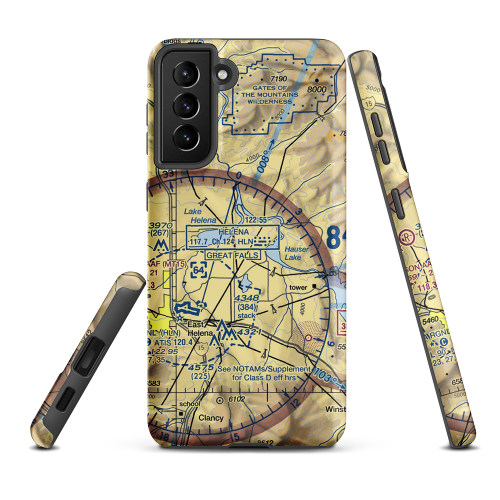 Davis Airport (1MT4) VFR Sectional Samsung Phone Case Samsung Galaxy S21 FE model shown