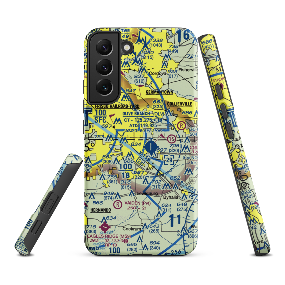 Davis Field (MS62) VFR Sectional Samsung Phone Case Samsung Galaxy S22 Plus model shown