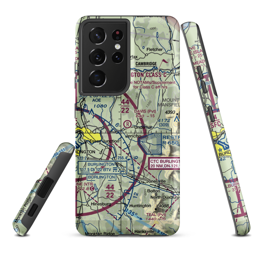 Davis Private Airport (VT45) VFR Sectional Samsung Phone Case Samsung Galaxy S21 Ultra model shown