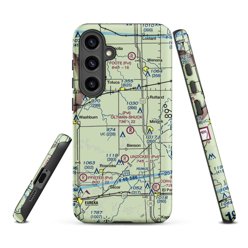 Davison Restricted Landing Area (US-0090) VFR Sectional Samsung Phone Case Samsung Galaxy S24 Plus model shown