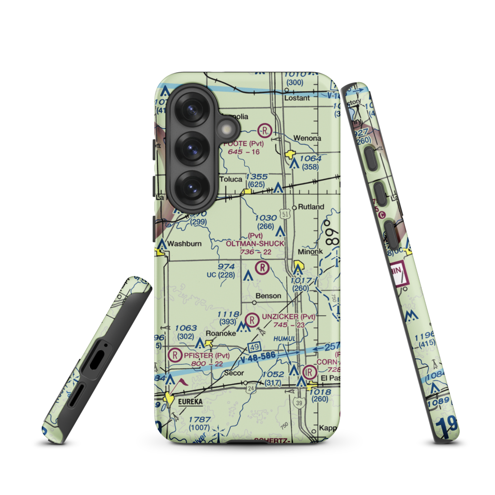 Davison Restricted Landing Area (US-0090) VFR Sectional Samsung Phone Case Samsung Galaxy S25 model shown