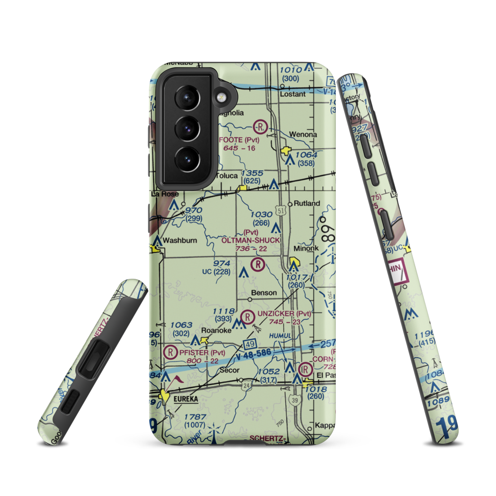 Davison Restricted Landing Area (US-0090) VFR Sectional Samsung Phone Case Samsung Galaxy S21 model shown