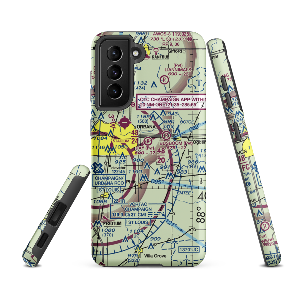 Day Aero-Place Airport (6IS0) VFR Sectional Samsung Phone Case Samsung Galaxy S21 FE model shown