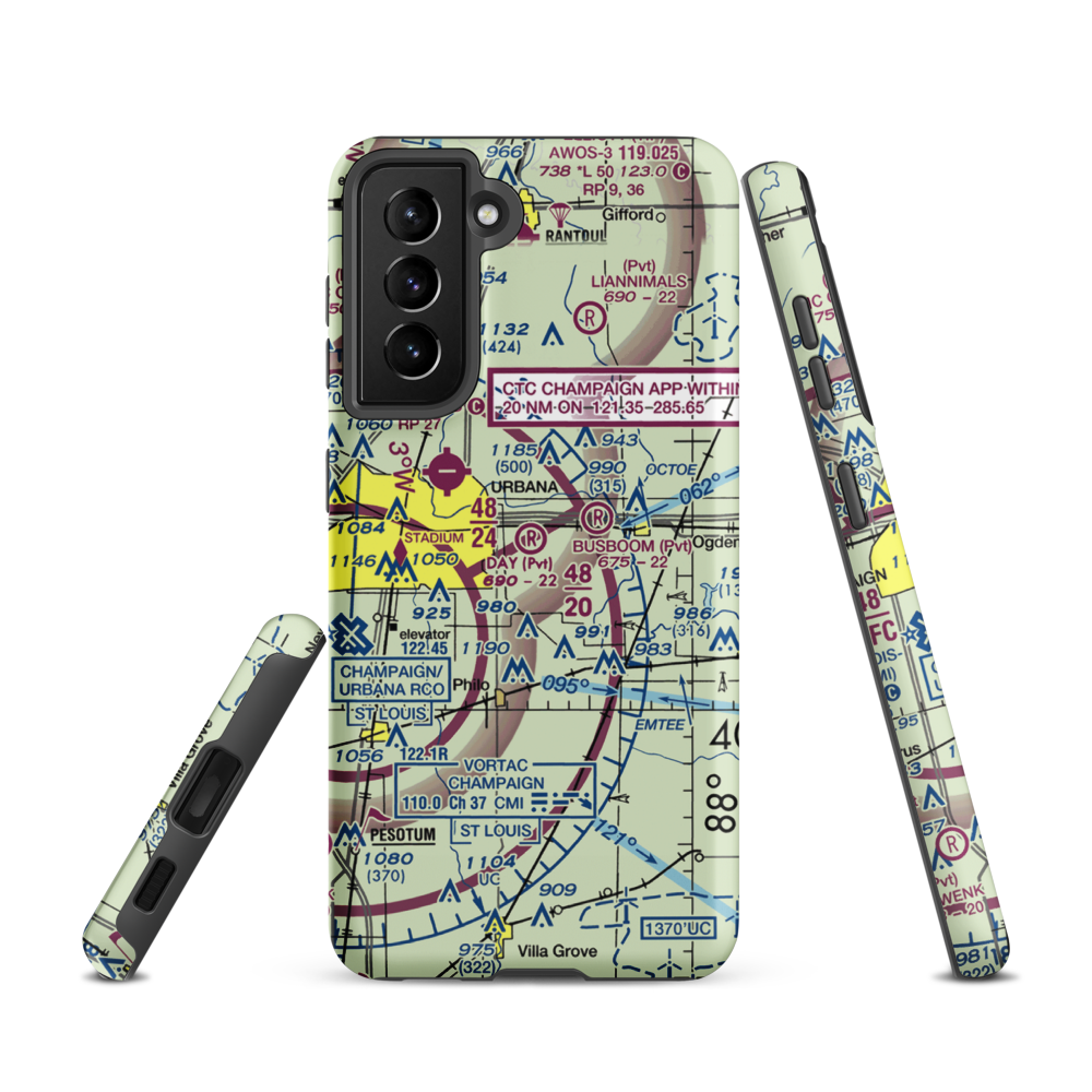 Day Aero-Place Airport (6IS0) VFR Sectional Samsung Phone Case Samsung Galaxy S21 model shown