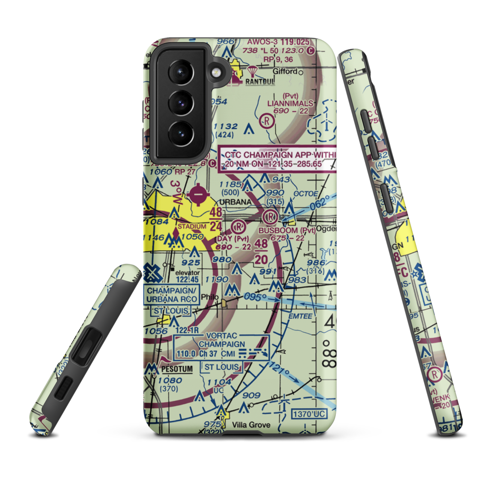 Day Aero-Place Airport (6IS0) VFR Sectional Samsung Phone Case Samsung Galaxy S21 FE model shown