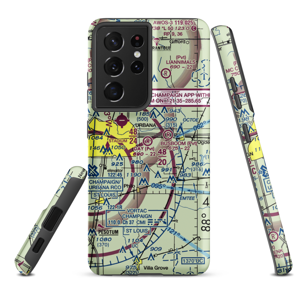 Day Aero-Place Airport (6IS0) VFR Sectional Samsung Phone Case Samsung Galaxy S21 Plus model shown