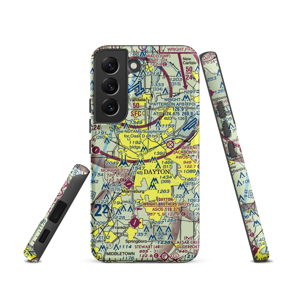 Dayton Transportation Center Heliport (5D7) VFR Sectional Samsung Phone Case Samsung Galaxy S22 model shown