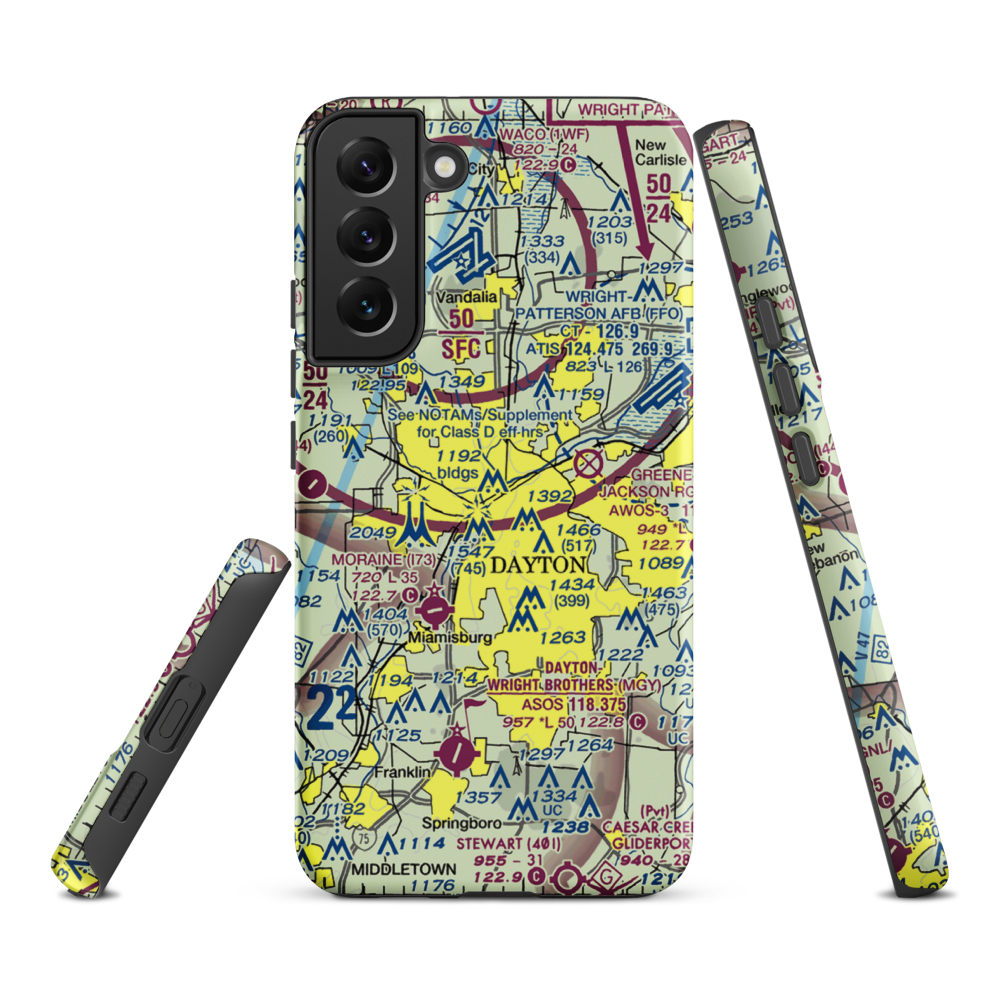 Dayton Transportation Center Heliport (5D7) VFR Sectional Samsung Phone Case Samsung Galaxy S22 Plus model shown